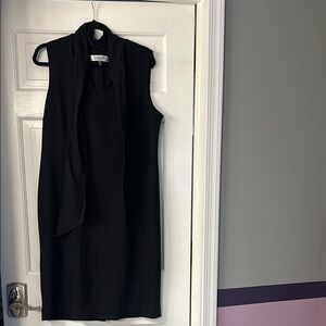 Kasper Black V-Neck Sheath Midi Dress
